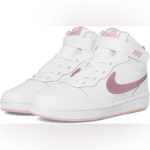 Nike Court Borough Mid 2 Youth White and Pink Sneakers